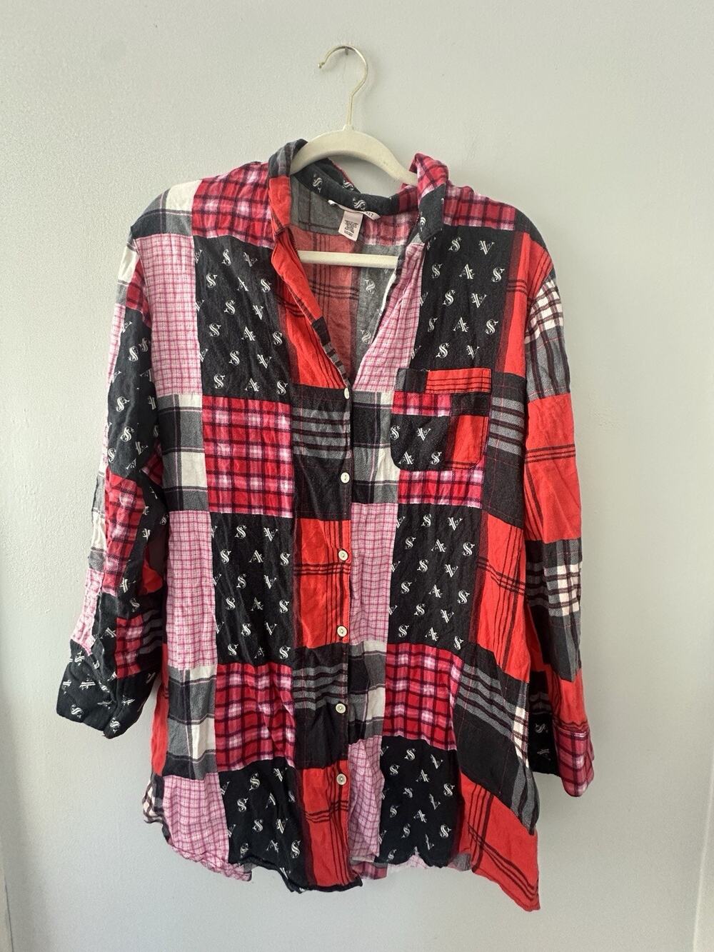 VICTORIAS SECRET DREAMER PATCHWORK FLANNEL NIGHTSHIRT SIZE Small PJS
